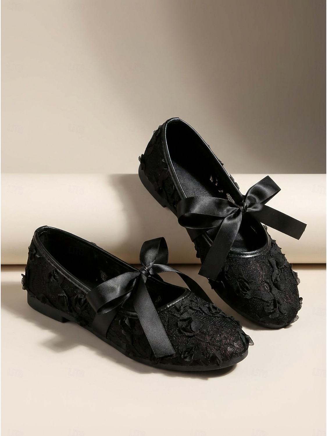 Rosa Ballerinas mit floraler Spitze für Damen – romantische Mary-Jane-Schuhe aus Mesh mit Schleife für Outdoor-Resorts und Gartenpartys &Sommerferien 2026 - $19.99 –P1