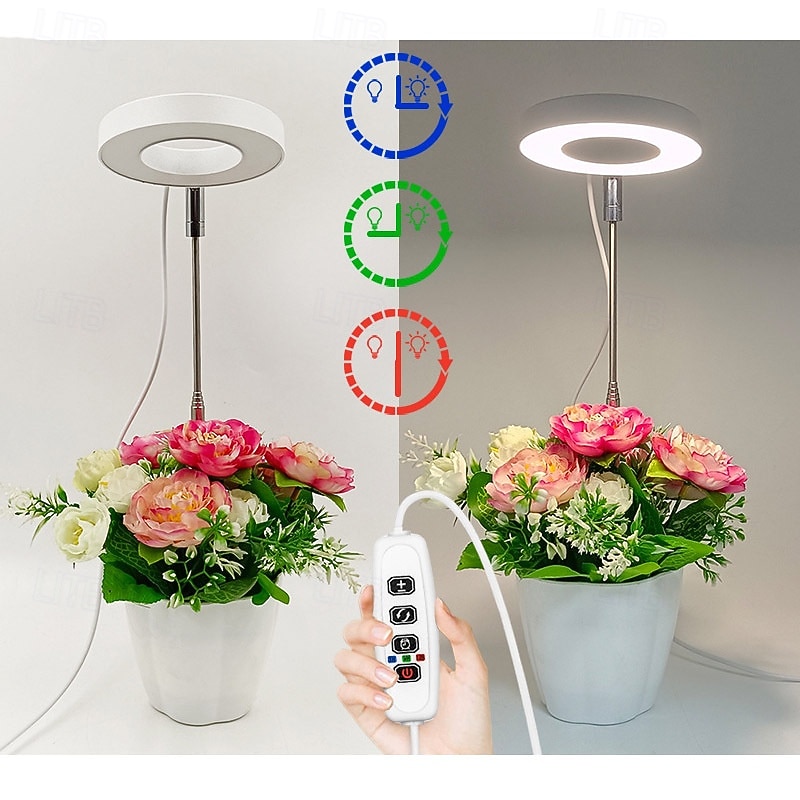 4 Pcs LED Adjustable Plant Grow Light, Angel Ring, Red & Blue Full Spectrum, 3/9/12H Timer, 3 Dimmable Levels, 17-63CM Height Adjustable, USB Powered for Succulents, Flowers, Indoor Plants 2026 - $31.99 –P3