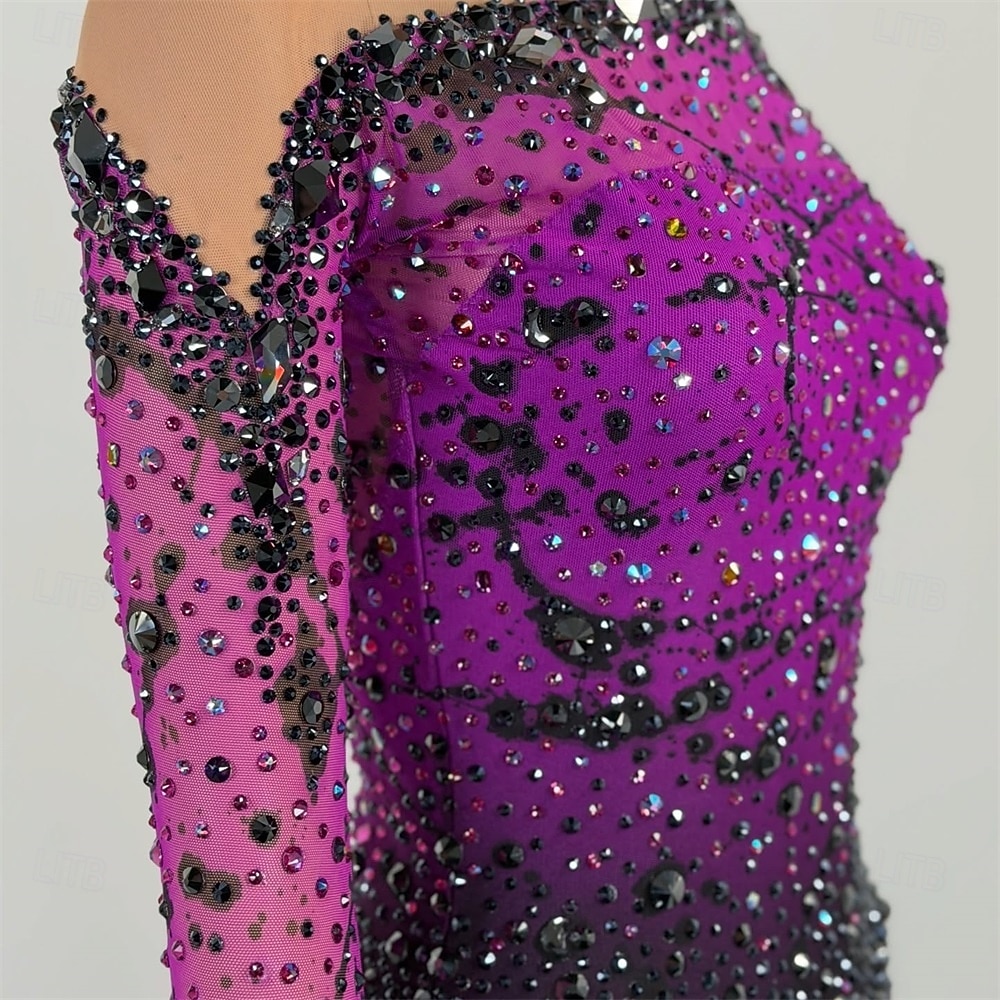 Abito da pattinaggio artistico Per donna Pattinaggio sul ghiaccio Vestito Lilla Patchwork Schiena aperta Elasticizzato Allenamento Competizione Vestiti da pattinaggio sul ghiaccio Classico Cristallo del 2026 a $378.79 –P8