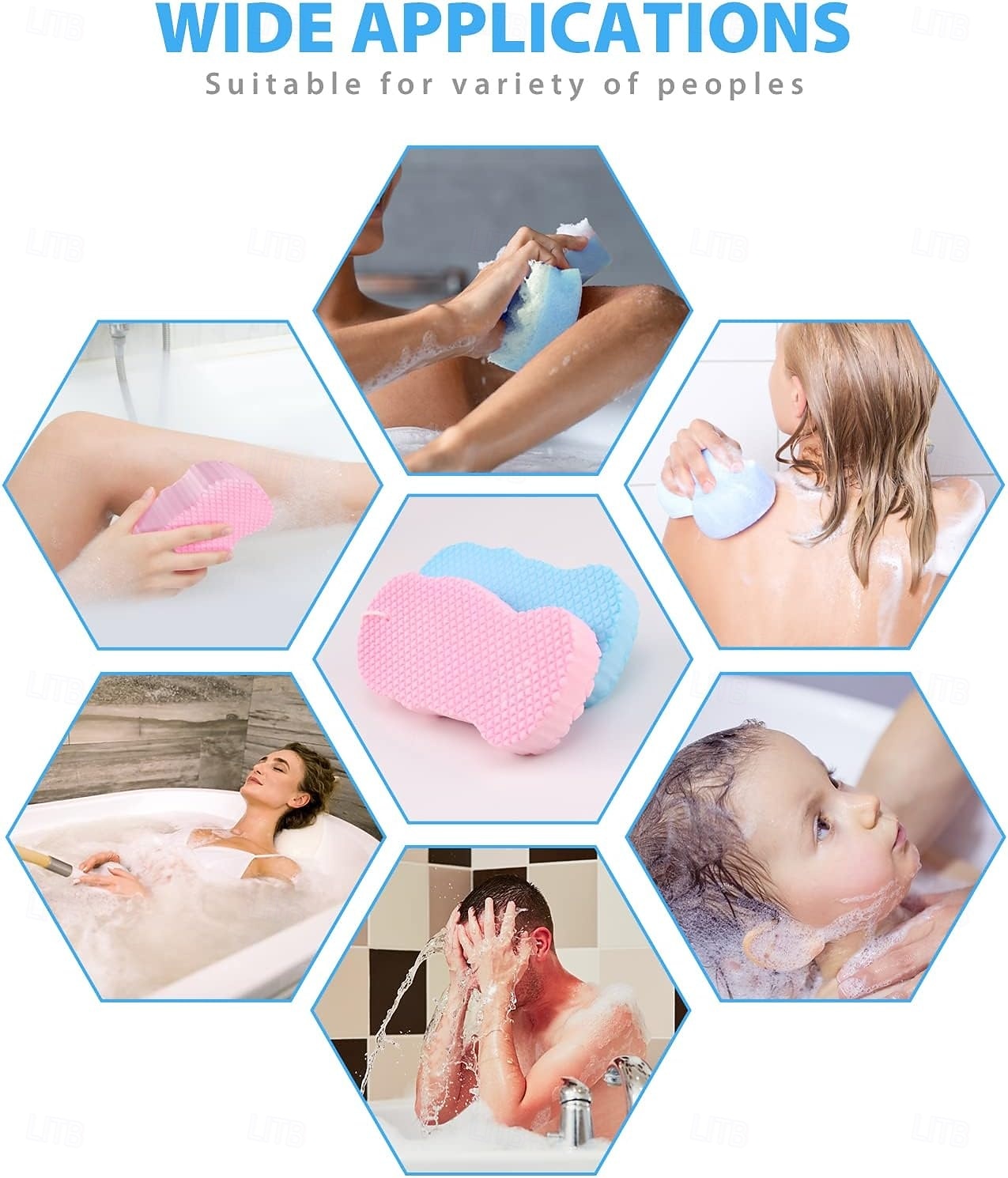 5pcs Magic Exfoliating Body Scrubber,3D Super Soft Exfoliating Bath Sponge, Removes Dead Skin and Impurities from Body-Skin Friendly and Reusable for Adults Children 2026 - $24.99 –P7