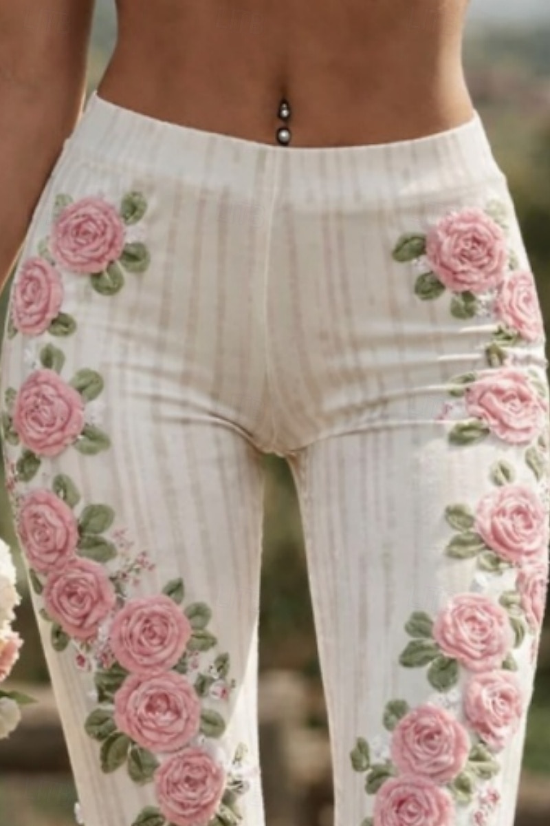 Femmes Pantalon capri Chinos Leggings Vacances ancien Streetwear Longueur mollet Taille haute Fleuri Graphique Impression Confort Doux Confortable Élastique Quotidien Extérieur Vacances Blanche Ét de 2026 ? $19.99 –P2
