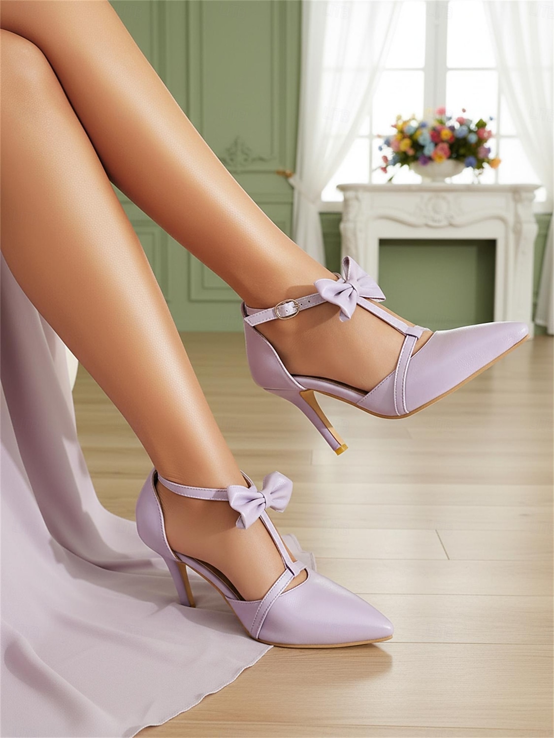 Zapatos de tacón de aguja altos, cómodos y de estilo vintage de los años 50 con tira en T, lazo en el tobillo y color lavanda para mujer. Ideales para bodas y eventos formales de noche. 2026 - $54.99 –P2