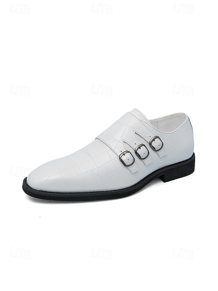 mocassini da uomo in similpelle bianca da matrimonio dal design moderno, eleganti scarpe formali per lo sposo e gli invitati al matrimonio del 2026 a $46.99 –P7