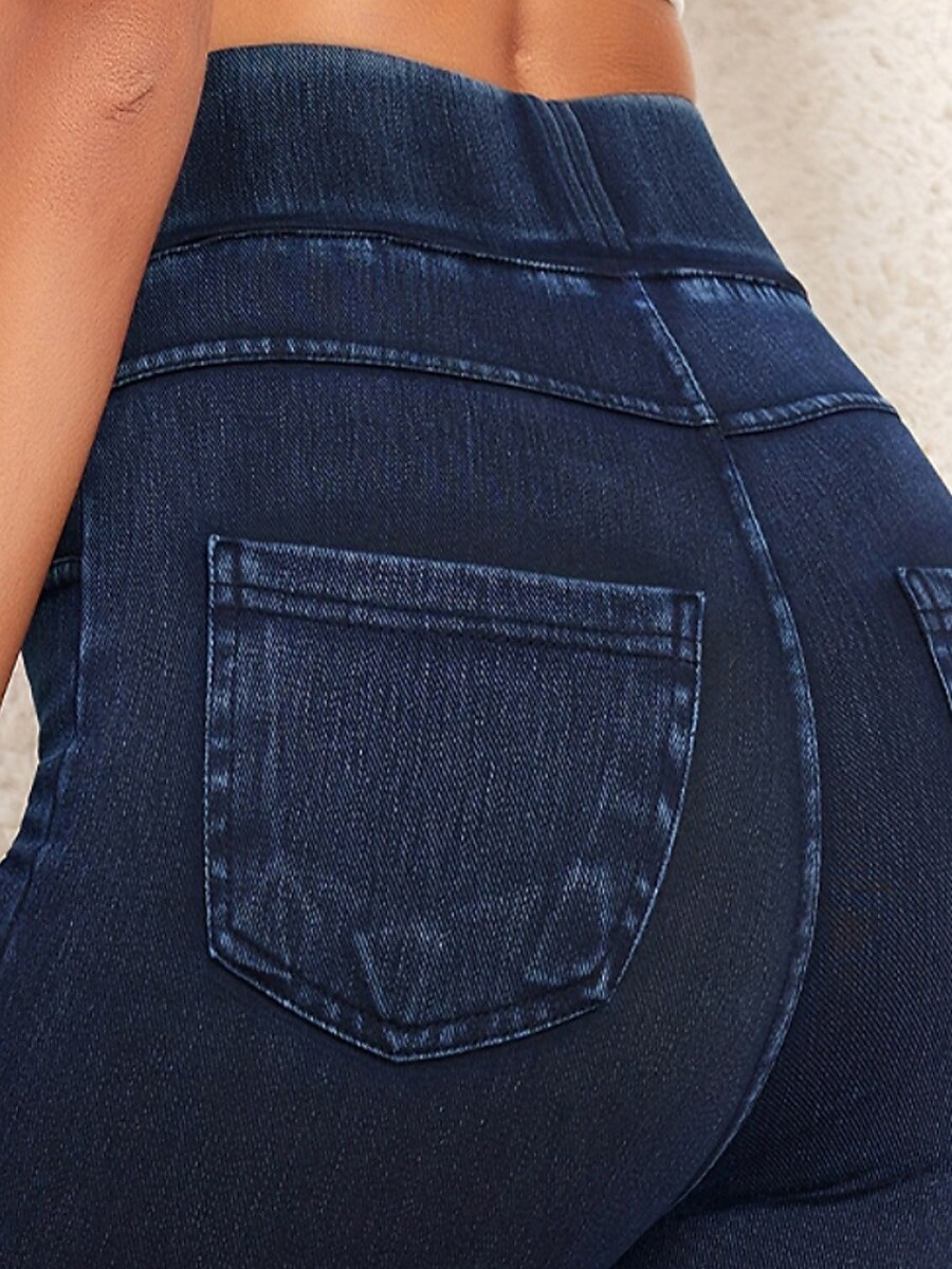 Dámské Džíny Legíny Jeggings prázdniny Šik ven Na běžné nošení Plná délka Středně vysoký pas Bez vzoru Kapsy Elastický pas Pohodlný Vysoká pružnost Denní Domů Venkovní Námořnická modř Jaro Podzim 2026 - $24.99 –P8