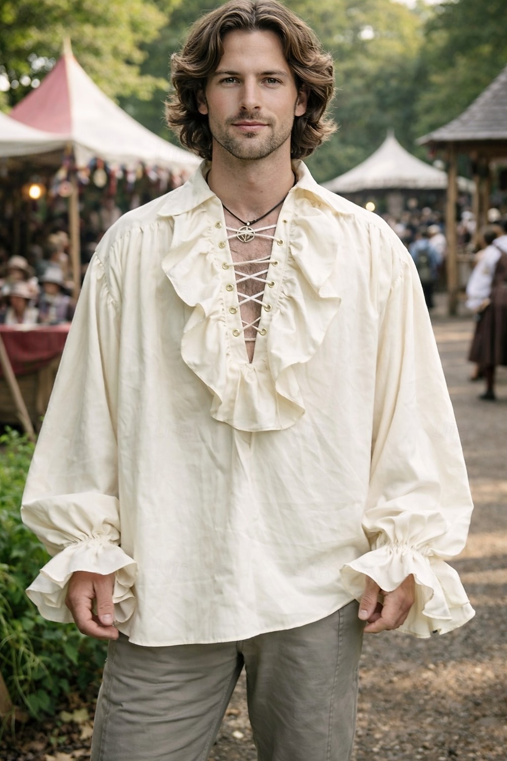 ימי הביניים רנסנס סטימפונק חולצה פיראט אביר ויקינג תחפושות בגדי ריקוד גברים פיראט האלווין (ליל כל הקדושים) קרנבל הצגה מסיבה\אירוע ערב LARP מבוגרים חולצה 2026 - $27.99 –P10