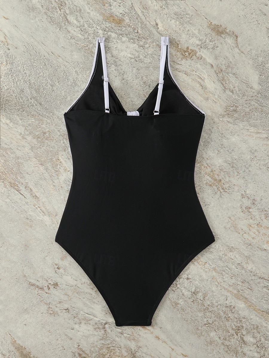 Dames Zwemkleding Een stukje Monokini Zwempak Buikcontrole Hoge taille Slank Blote rug Vakantie Strand Kleding Kleurenblok V-hals Mouwloos Badpakken 2026 - $24.99 –P8