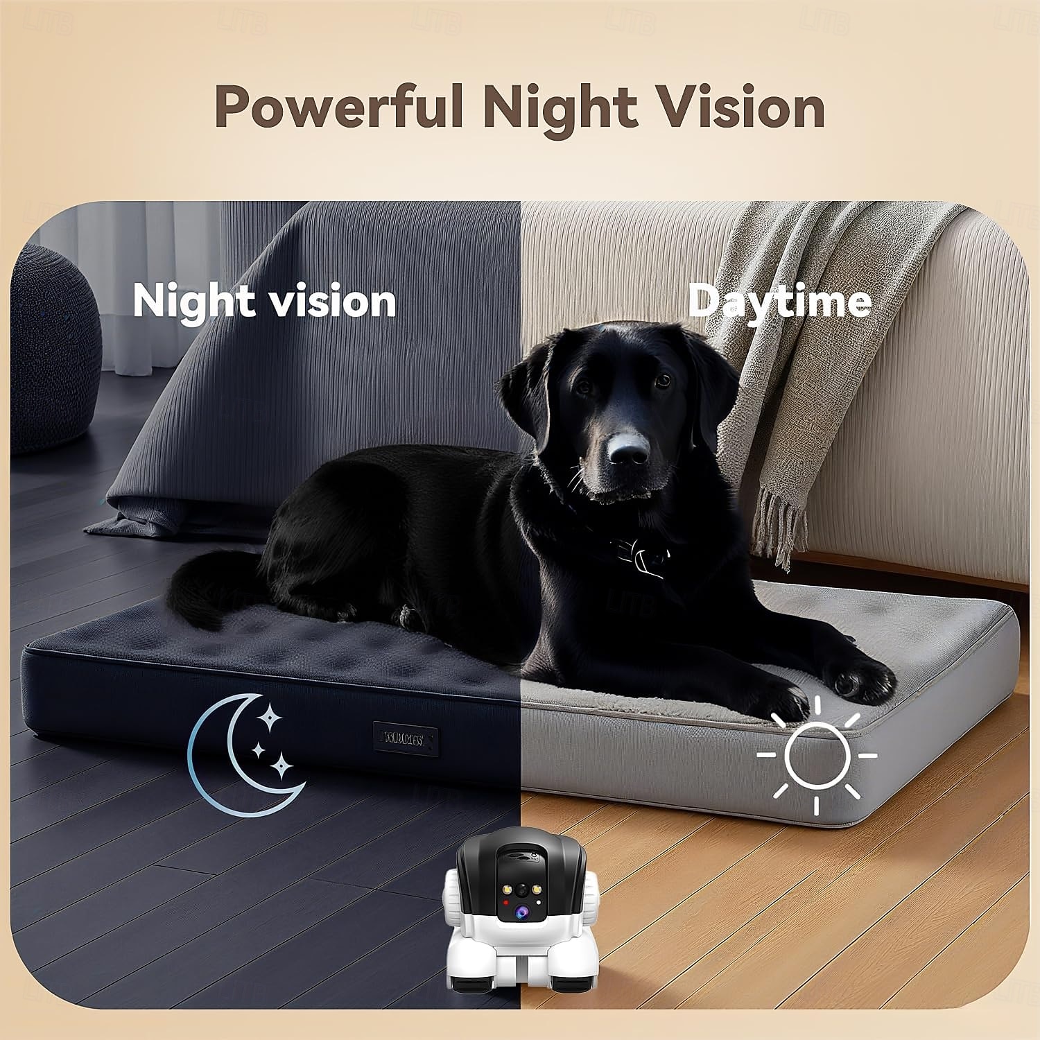 Robotcamera op wielen, 1080p, dubbele lens, beveiligingscamera voor binnen met tweewegsaudio, nachtzicht, flitser, robot met 5200mAh-batterij &App-bediening ideaal voor katten/honden/baby's/senioren 2026 - $91.99 –P3