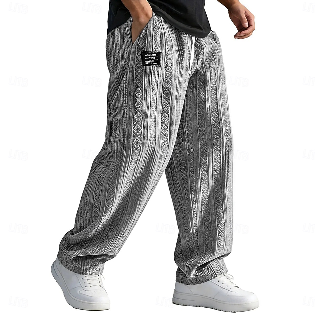Per uomo Pantaloni Pantaloni Larghi Pantaloni casual Pantaloni testurizzati Jacquard Elastico in vita Gamba Dritta Semplice Traspirante Lunghezza intera Casuale Quotidiano All'aperto Vacanza Moda del 2026 a $25.99 –P6