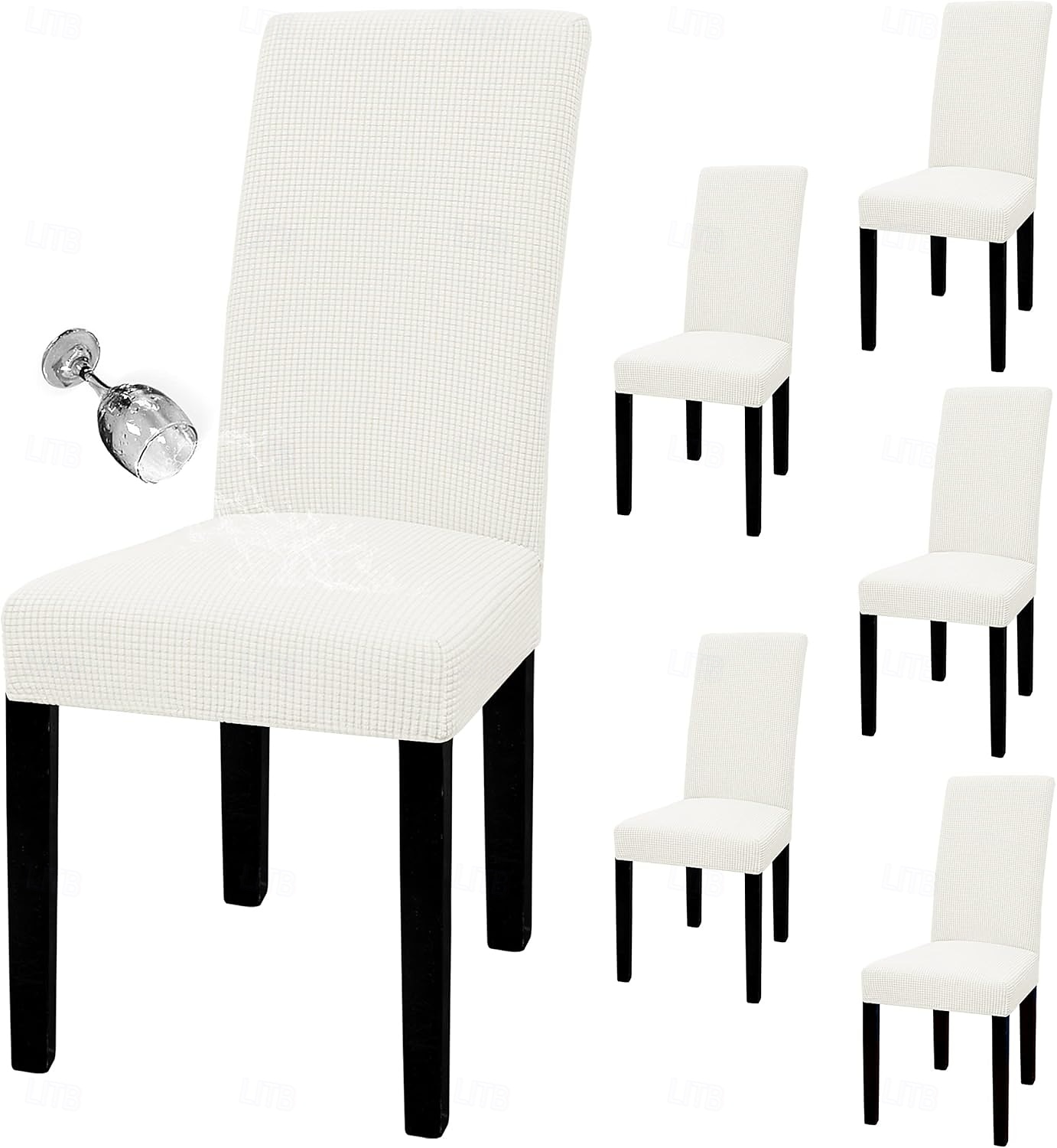100 % vanntett stoltrekk til spisestue, sett med 6, stretch jacquard stoltrekk, avtakbart og vaskbart, for hjem, restaurant, bankett 2026 - $51.99 –P7