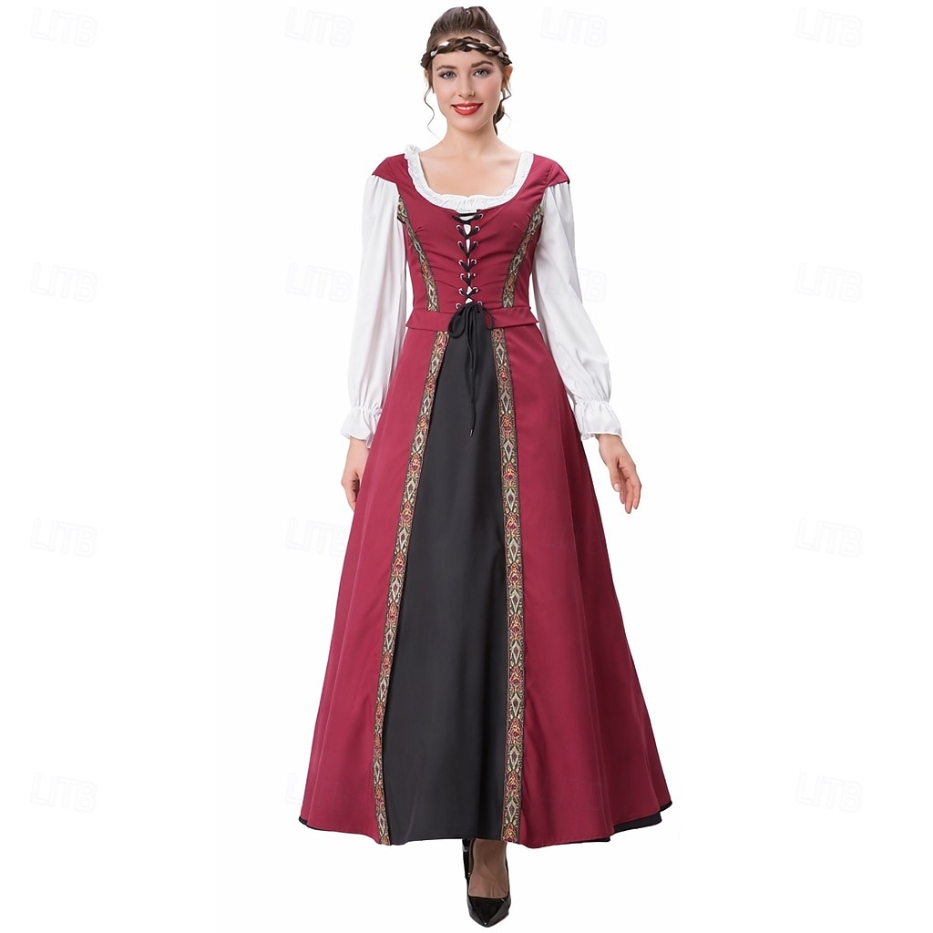 Retrò Vintage Medievale Rinascimento Lunghezza al pavimento Vestito Lunghe Vichingo Allacciato Costume Per donna Fantasia Halloween Carnevale Fiera Rinascimentale LARP Festa a tema retrò Adulti del 2026 a $58.99 –P5