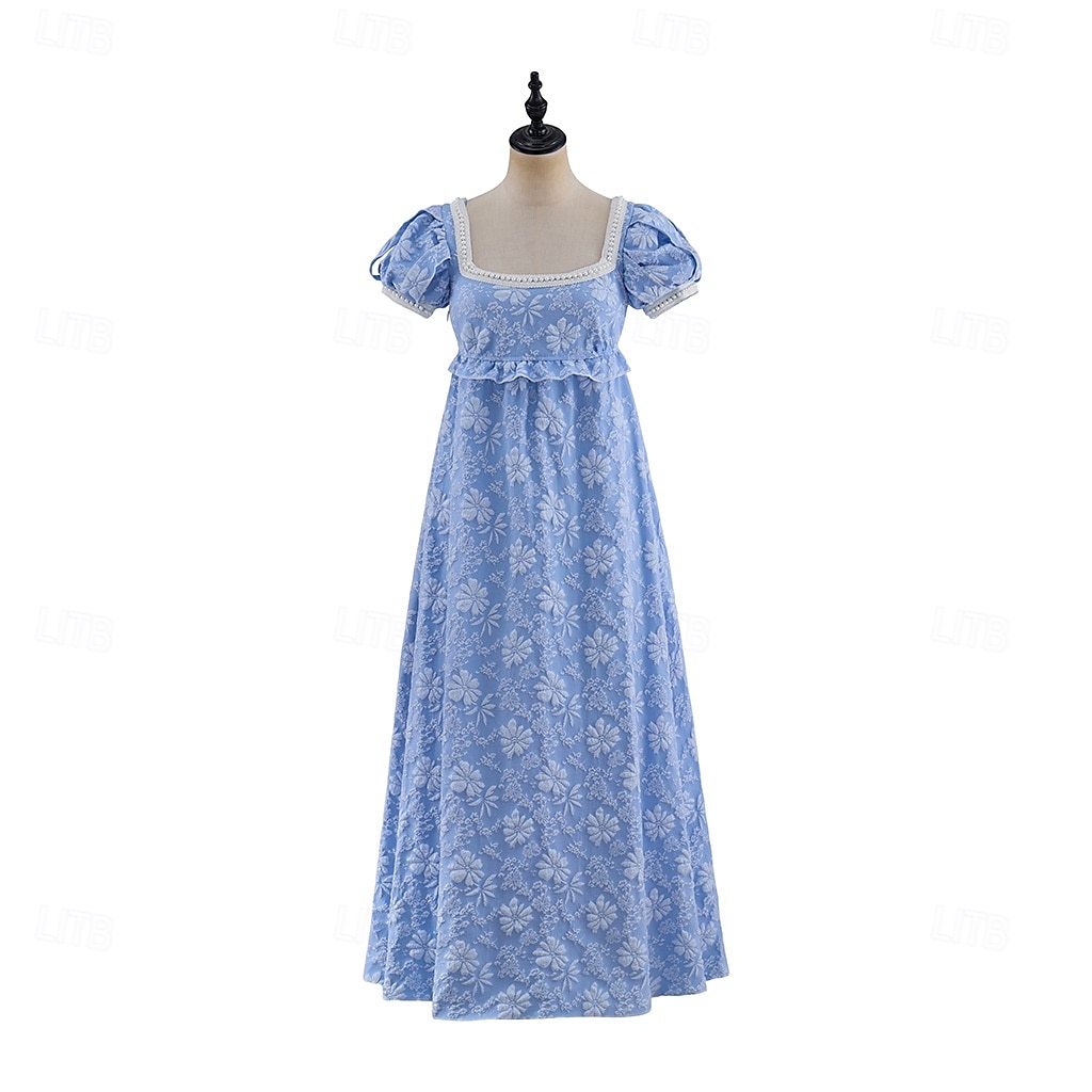 Retro Vintage Mittelalterlich Renaissance Bodenlang Kleid Ballkleid Kleid im Regency-Stil Puffärmel / Ballon Jacquard Blumen Kostüm Damen Halloween Karneval Abschlussball Hochzeit Maskerade Erwachsene 2026 - $55.99 –P23