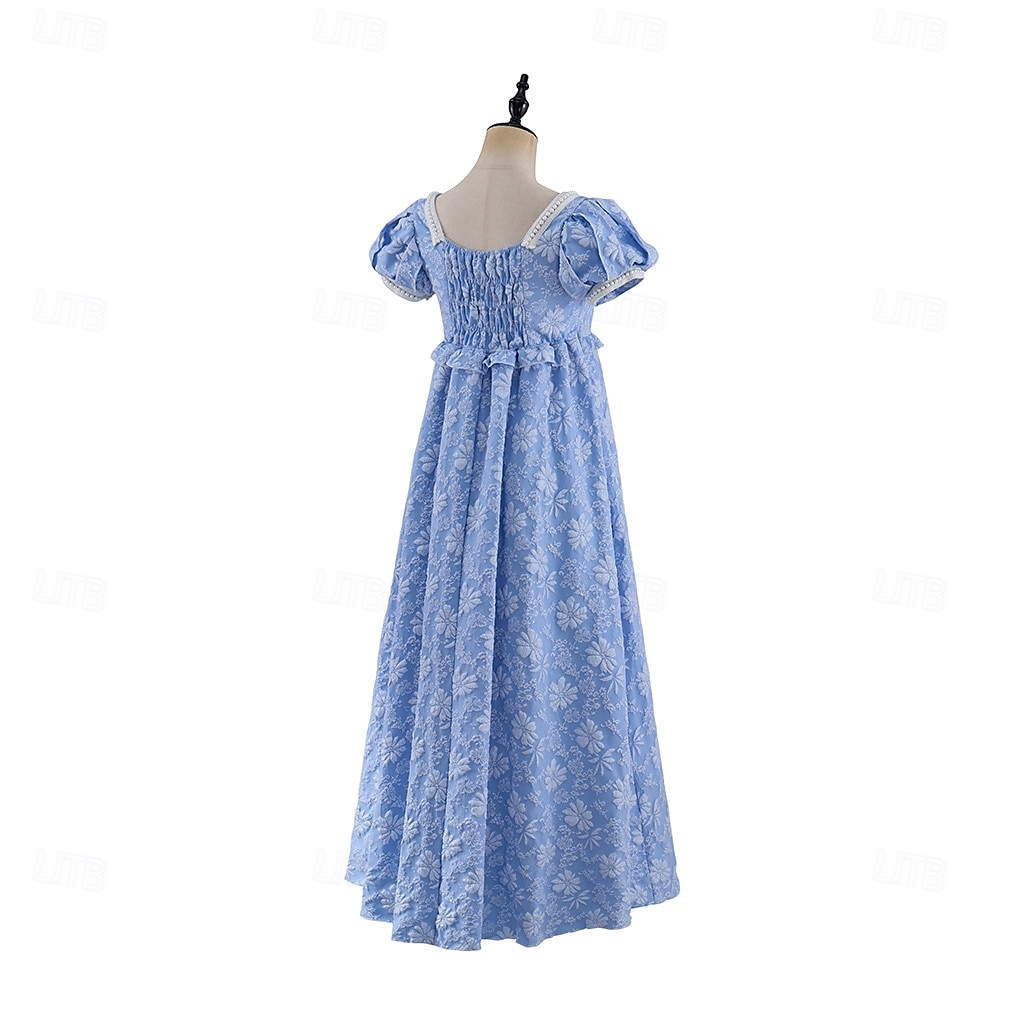 Retro Vintage Mittelalterlich Renaissance Bodenlang Kleid Ballkleid Kleid im Regency-Stil Puffärmel / Ballon Jacquard Blumen Kostüm Damen Halloween Karneval Abschlussball Hochzeit Maskerade Erwachsene 2026 - $55.99 –P28