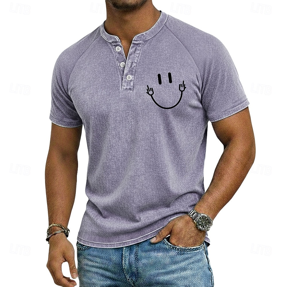 Bărbați Epocă Spălat Tricouri Henley Top Cămașă spălată Manșon scurt Epocă Casual Tulburat Casual Zilnic În aer liber Vară Primăvară Toate Sezoanele Albastru Deschis Mov Gri Henley Tricou Henley 2026 - $25.99 –P2