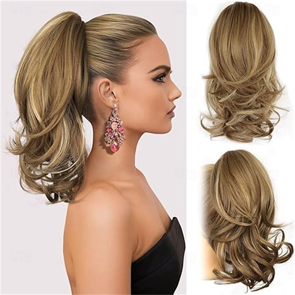 Накладной хвост 14 дюймов, заколка для волос, наращивание волос для кудрявых и волнистых хвостов, синтетические волосы на заколке-крабике, накладной хвост для женщин, цвет каштаново-коричневый с 2026 - TRY 1031.89 –P7