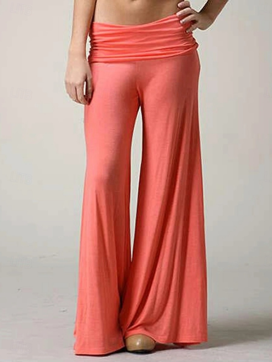 Mujer Perneras anchas Chinos Vacaciones Moda Ropa de calle Longitud total Alta cintura Plano Confortable Comodidad Suave Elástico Exterior Calle Naranja Verano Primavera Otoño Holgado 2026 - $24.99 –P3