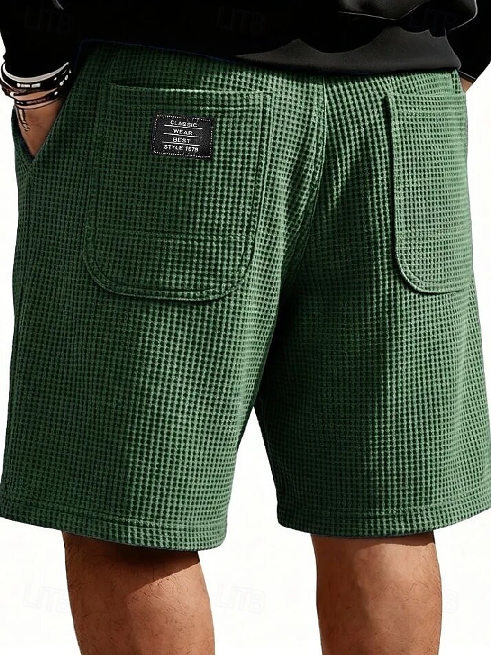 Homme Gauffré Shorts d'été Shorts de plage Cordon de serrage Taille Élastique Jambe Droite Uni Confort Doux Longueur Genou Quotidien Plage Mode Chic & Moderne bleu marine Non Elastique de 2026 ? $22.99 –P13