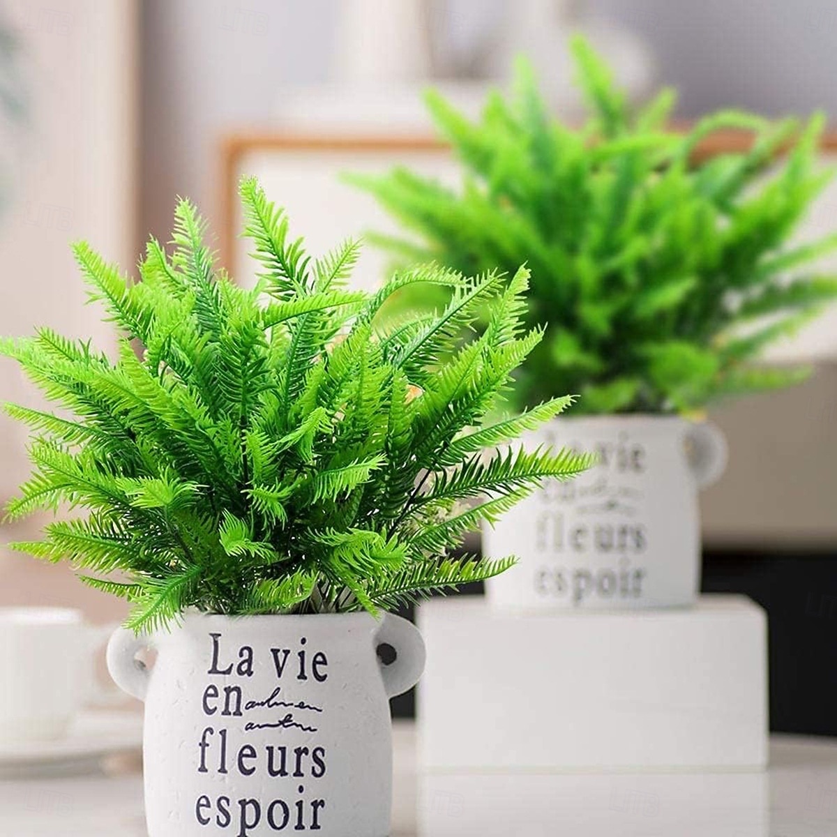 6 svazků umělých rostlin cykas, UV odolný umělý venkovní zeleň, celoroční umělá rostlina pro domov, terasu, zahradní dekoraci 2026 - $19.99 –P1