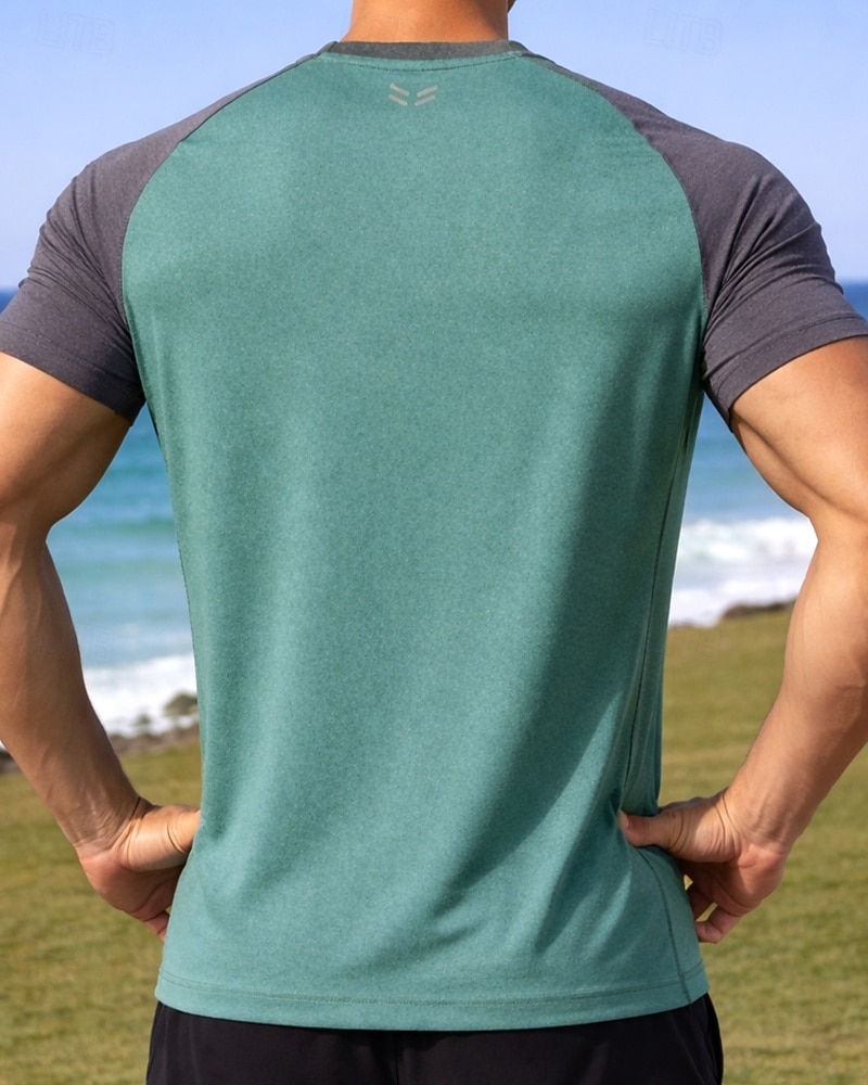 Férfi Színes Majica za trčanje Testhetzálló póló Sportos póló Sportos felső Nyár Kollázs Rövid ujjú Gyors szárítás Könnyű Nedvességelvezető Légáteresztő Edzőterem edzés Gyaloglás Kocogás Fekete 2026 - $16.49 –P2