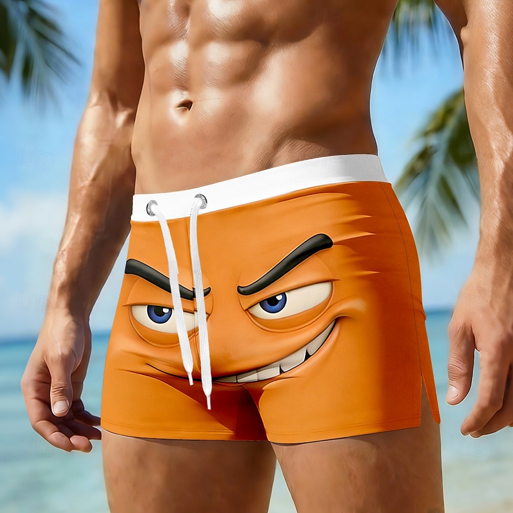 Herr 3D Print 3D-seriefigur Le ansikte Badshorts Boardshorts Medium Midja Hawaiisk Rolig Strandsemester Snörning med meshfoder Elastisk midja Designer Kläder 2026 - $16.99 –P2
