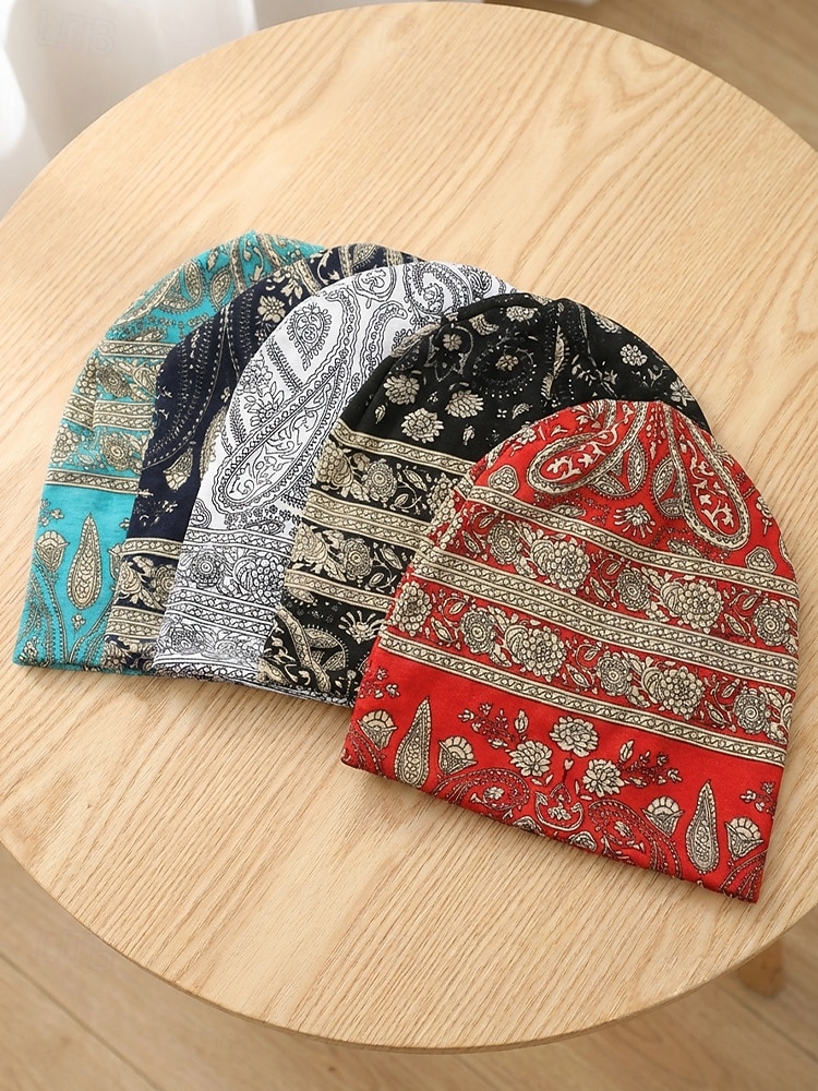 Dámská bohémská čepice s paisley vzorem, měkká polyesterová vícebarevná pokrývka hlavy a nákrčník, lehký doplněk ve vintage stylu pro ženy, ideální pro každodenní nošení, dovolenou a cestování 2026 - $11.99 –P8