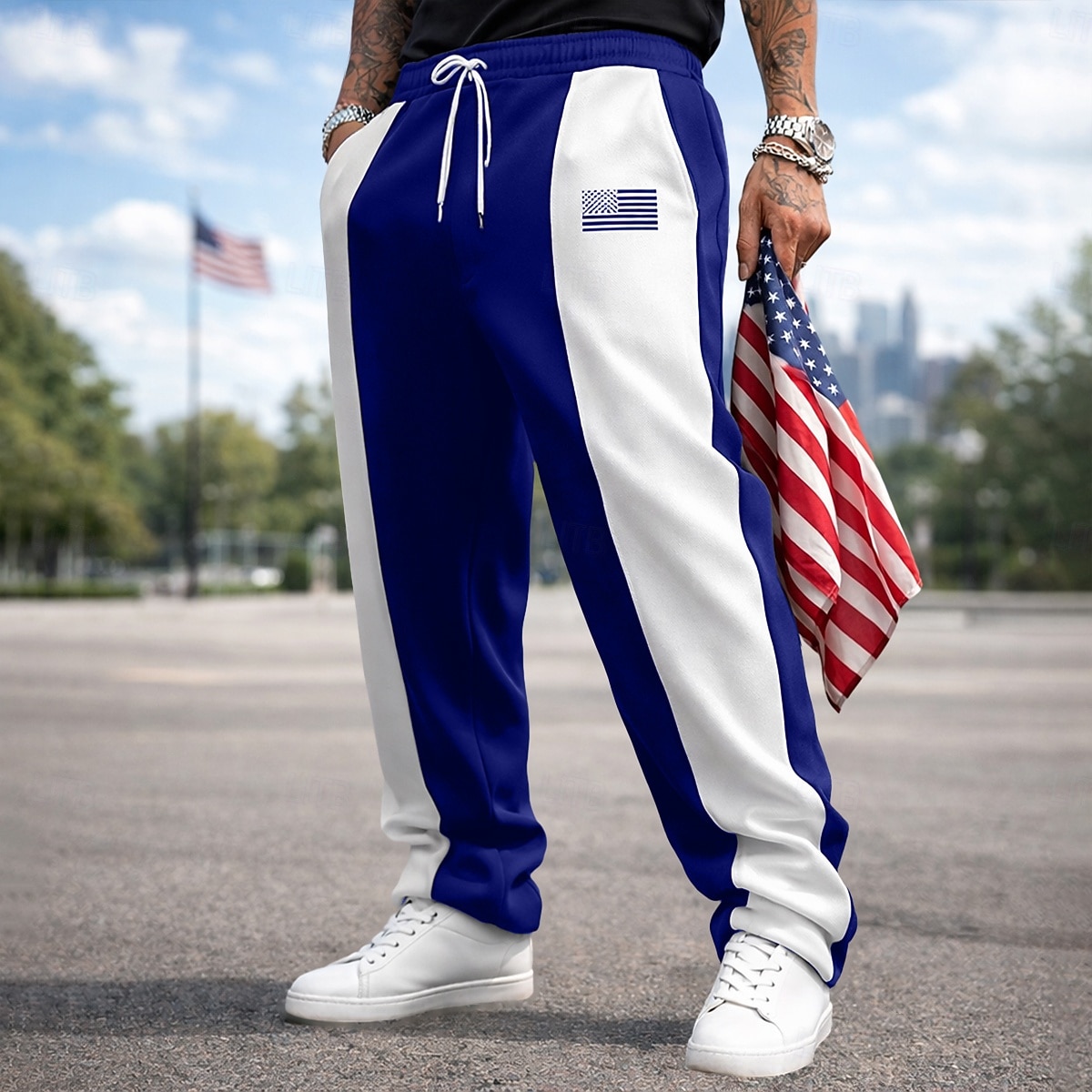 Bărbați Pantaloni Sport Pantaloni de sport cu picior drept Cordon Buzunar Talie elastică Bloc Culoare Steag Național Confort Lungime totală Casual Zilnic În aer liber Vacanță Modă Negru Roșu-aprins 2026 - $25.99 –P4