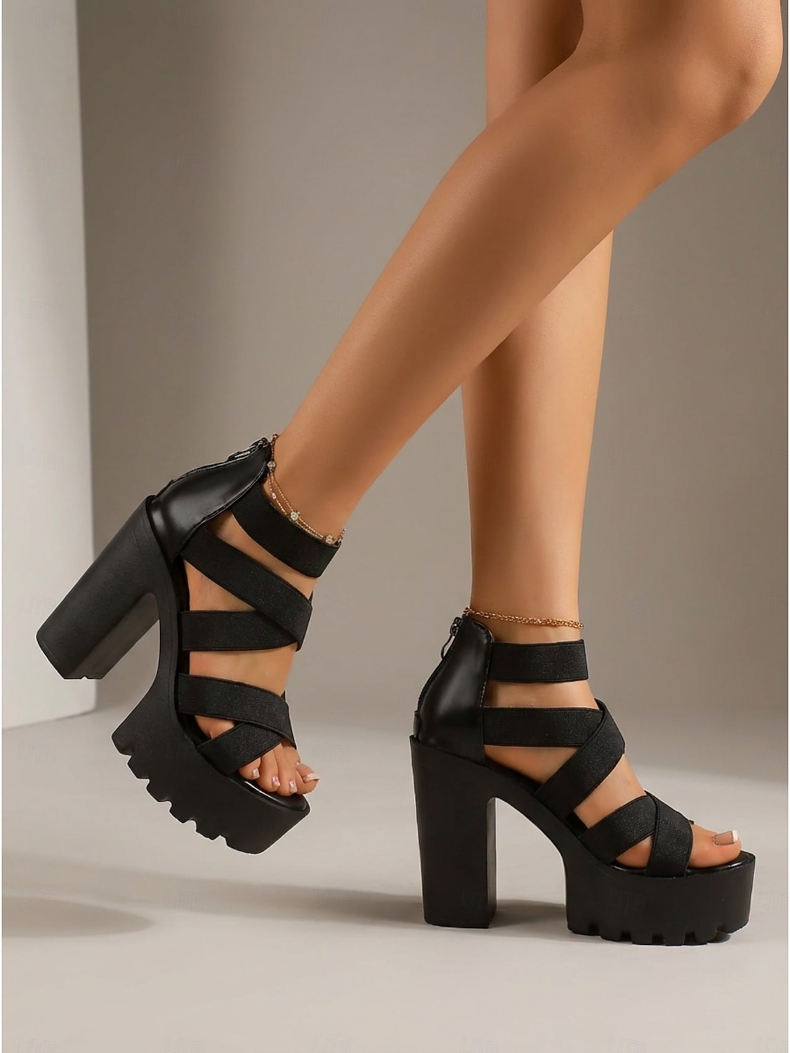 Women's Black Platform Dress Sandals - Chunky High Heel Strappy Heels with Lug Sole for Office Dress, Formal Parties & Professional Events 2026 - $34.99 –P1