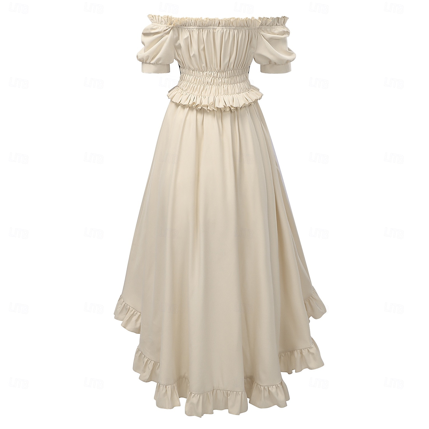 Medieval Renaissance Fancy Dress Short Sleeves Solid Color A-Line Fancy ...