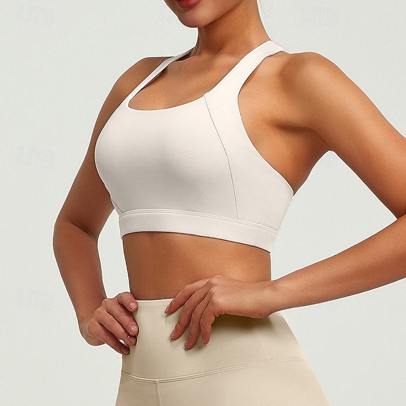 Per donna Supporto medio Canotta con imbottitura Reggiseno da corsa Snello Top reggiseno Imbottito Palestra Esercizio Corsa Leggero Elastico Traspirante Nero Bianco Rosso Tinta unita del 2026 a $16.49 –P2