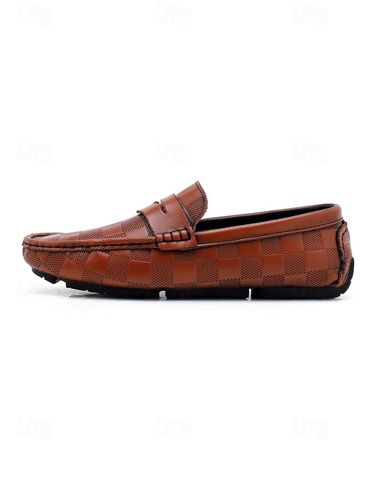 Mocasines sin cordones de piel sintética color tostado para hombre, modernos y versátiles, perfectos para noches de resort y veladas relajadas. 2026 - $54.99 –P8