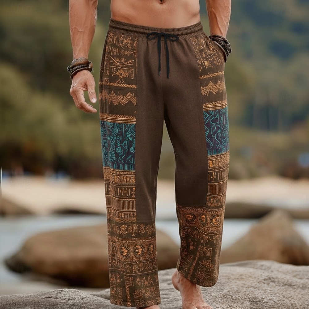 Homme Formes Géométriques Ethnique Pantalons Pantalons Amples Pantalon décontracté Taille Moyenne Boho Vintage Rétro Maison Extérieur Vacances Taille élastique avec cordon de serrage Pantalon en lin de 2026 ? $27.99 –P2