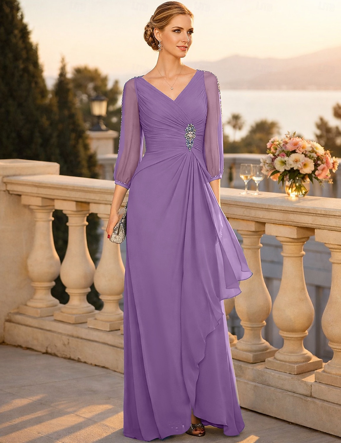 chinese dress ladies Dreamy Long Sleeve Muslim Evening Dress Luxury Dubai Women Midi Engage –  Simplepromdress main image 0