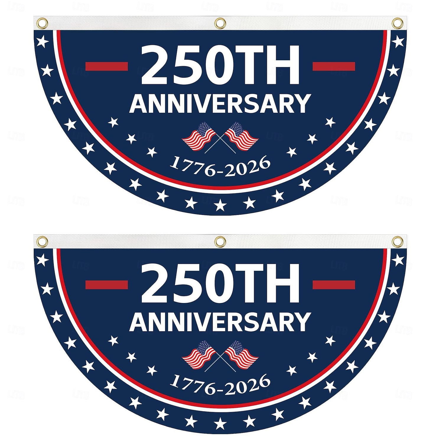 2 stk. amerikansk 250-årsjubileumsflagg, halvrundt til dekorasjoner, 250-årsjubileumsbanner, patriotisk flagg til uavhengighetsdagen og nasjonale feiringer 2026 - $18.99 –P6