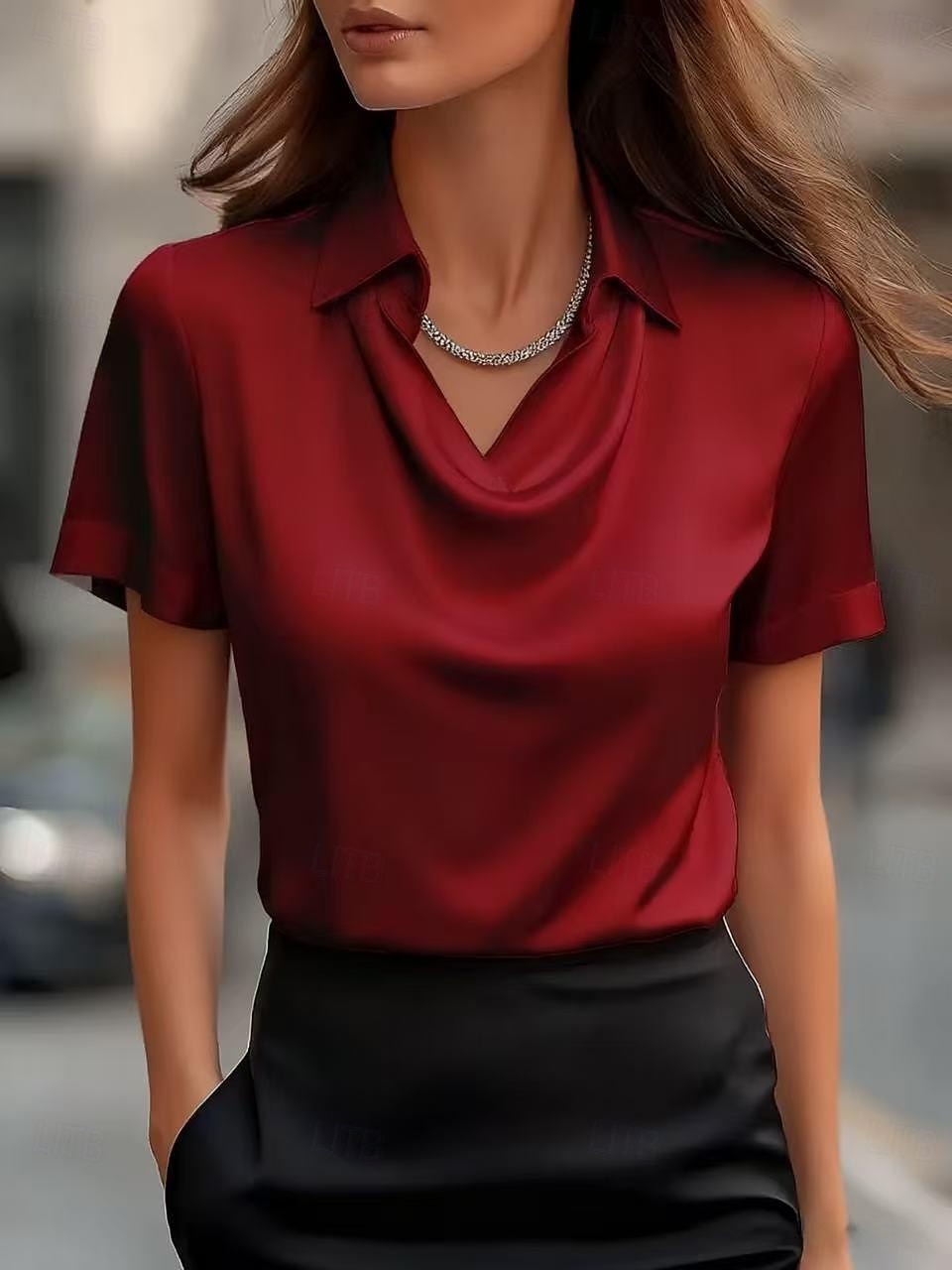 Women's Shirt Blouse Ruched Solid Color Elegant Vacation Party Sleeveless Cowl Neck Regular Tops Daily Outdoor Office Light Blue claret Large quantities of stock available Maximum size weight: 118 2026 - $22.99 –P4