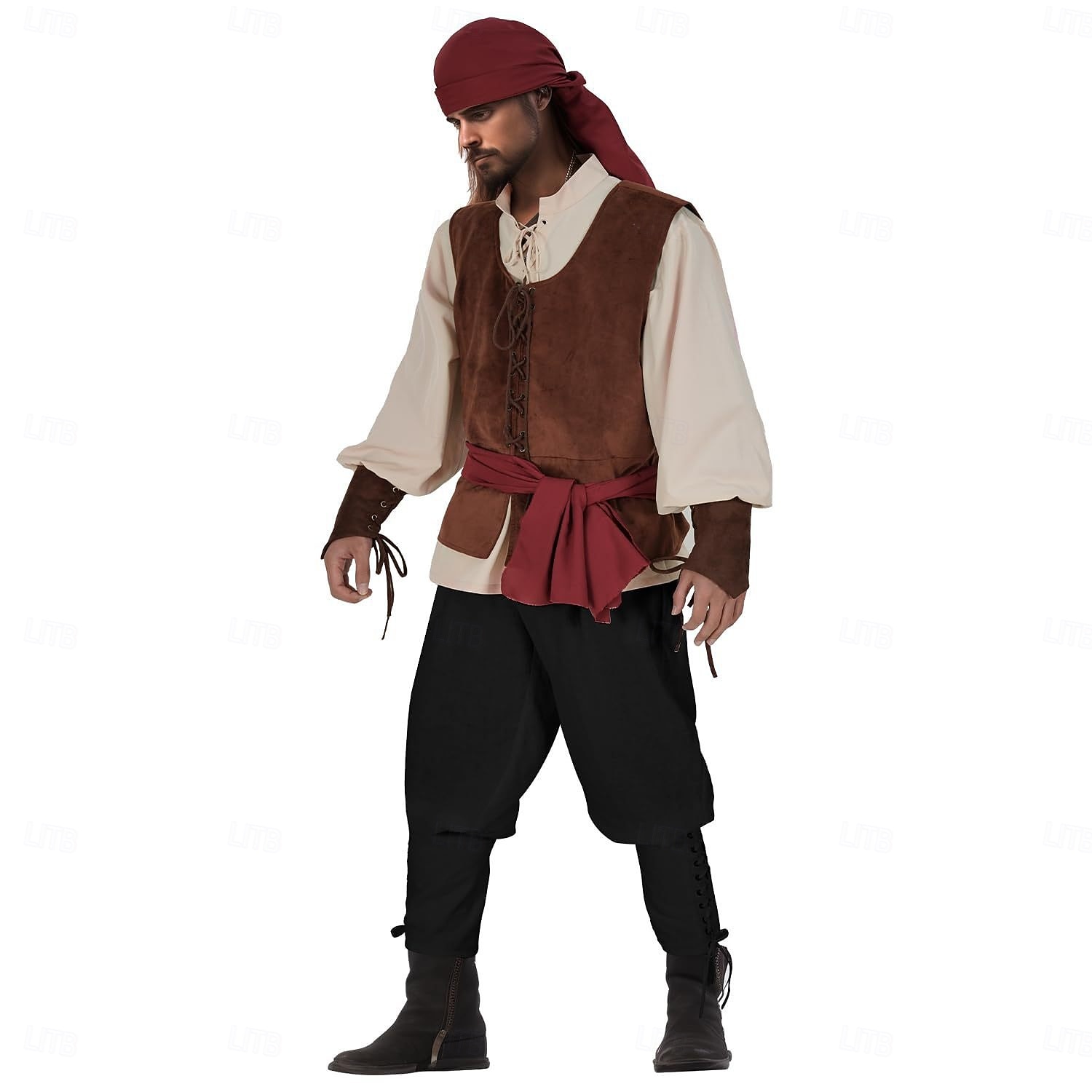 Set Retrò Vintage Medievale Rinascimento Pantaloni Copricapo Gilet con accessori Lunghe Pirata Girocollo Costume Per uomo Halloween Carnevale Fiera Rinascimentale LARP Adulti Gilet Camicia Pantaloni del 2026 a $103.99 –P7