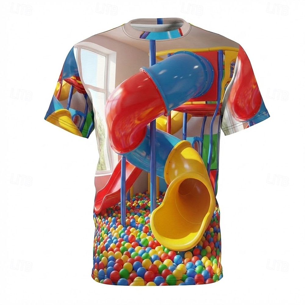 Mens Playground Ball Pit T Shirt 3D All Over Print Colorful Slides Kidcore Aesthetic Short Sleeve Crew Neck Tee Clothing Apparel S M L XL XXL XXXL 2026 - $21.99 –P1