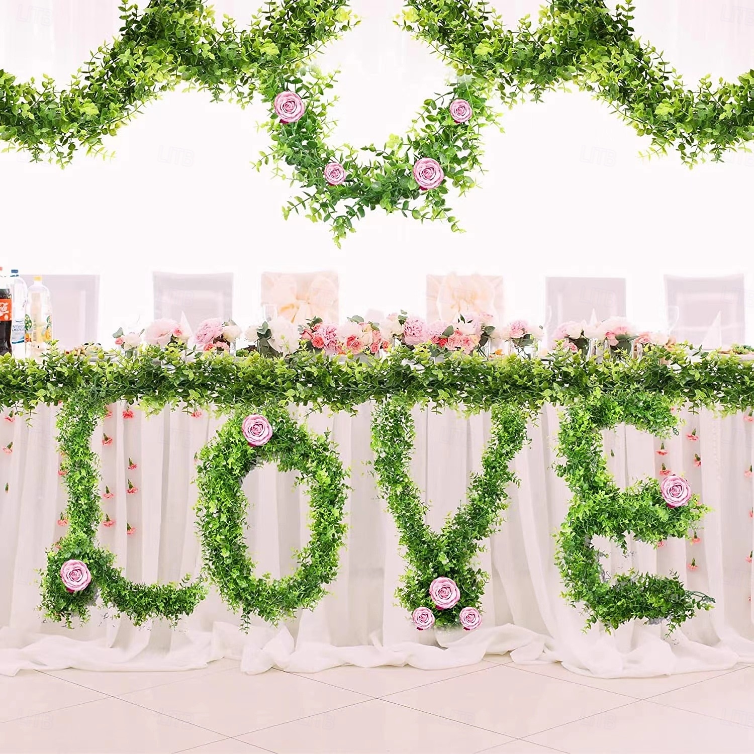 6 szt. sztucznych eukaliptusów, sznur eukaliptusa, 6 stóp, liście eukaliptusa, zielona girlanda na wesele, kolację, dom, zielona 2026 - $26.99 –P6