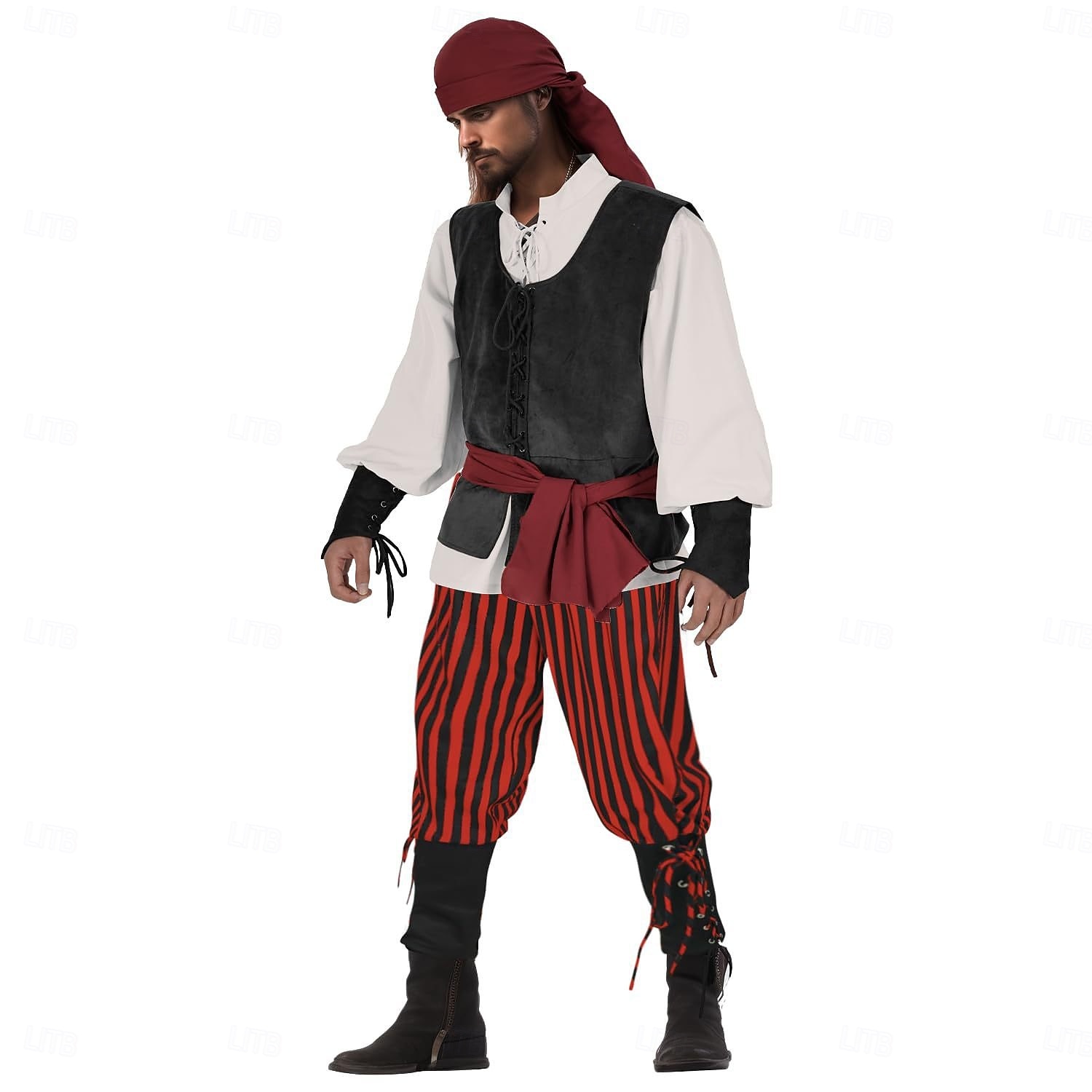 Set Retrò Vintage Medievale Rinascimento Pantaloni Copricapo Gilet con accessori Lunghe Pirata Girocollo Costume Per uomo Halloween Carnevale Fiera Rinascimentale LARP Adulti Gilet Camicia Pantaloni del 2026 a $103.99 –P4