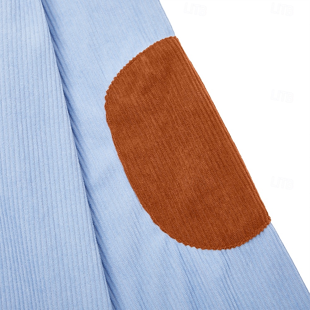 Муж. Вельветовая рубашка Футболка Рубашка с длинным рукавом Длинный рукав Молния Осень Зима Контрастных цветов Повседневные Текстурированный На каждый день 2026 - $25.99 –P3