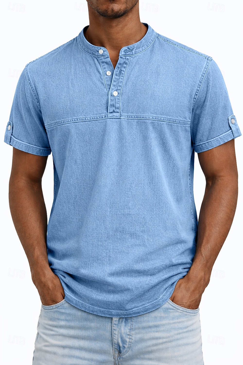 Pánské Tričko Henley Košile ze 100% bavlny Krátký rukáv Bez vzoru Retro Na běžné nošení Retro styl Barvení oděvů Vyprané Henley Ležérní Jaro léto Léto Jaro Fialová Tričko Henley 2026 - $31.99 –P2