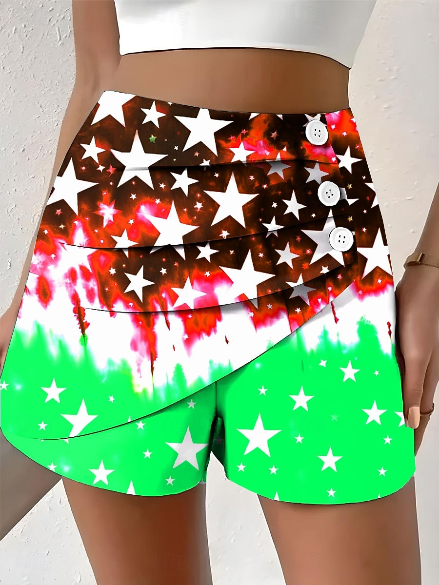 Жен. Чино Шорты Отпуск Винтаж Этнический стиль Короткие ЗавышеннаяPantsДень независимости Америки Графика Флаг Плиссировка Многослойный Комфорт Неэластичная Повседневные на открытом воздухе Отпуск 2026 - $19.99 –P4