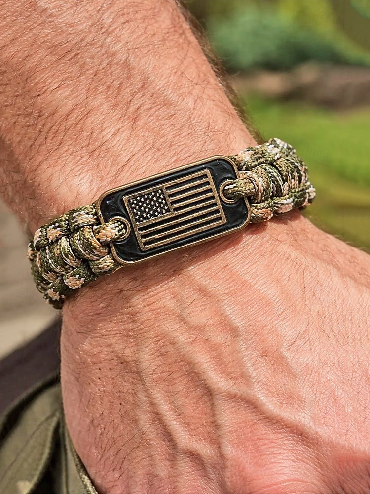 USA 250. Jubiläum Männer Amerikanische Flagge Paracord Armband Langlebiges Polyester- und Legierungsmaterial Verstellbare Größe Perfekt für Unabhängigkeitstag alltägliche Freizeitkleidung 2026 - $7.99 –P2