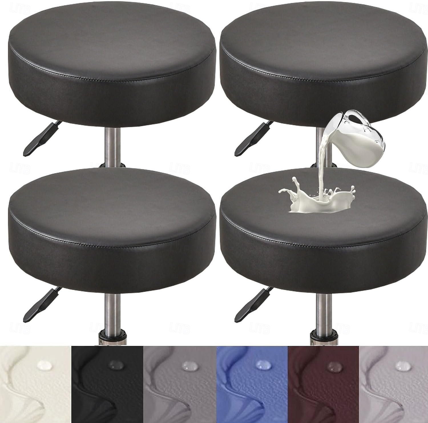 4 шт. эластичных водонепроницаемых чехлов для барных стульев из искусственной кожи, круглые кожаные чехлы для сидений барных стульев с эластичными лентами. 2026 - $28.99 –P10