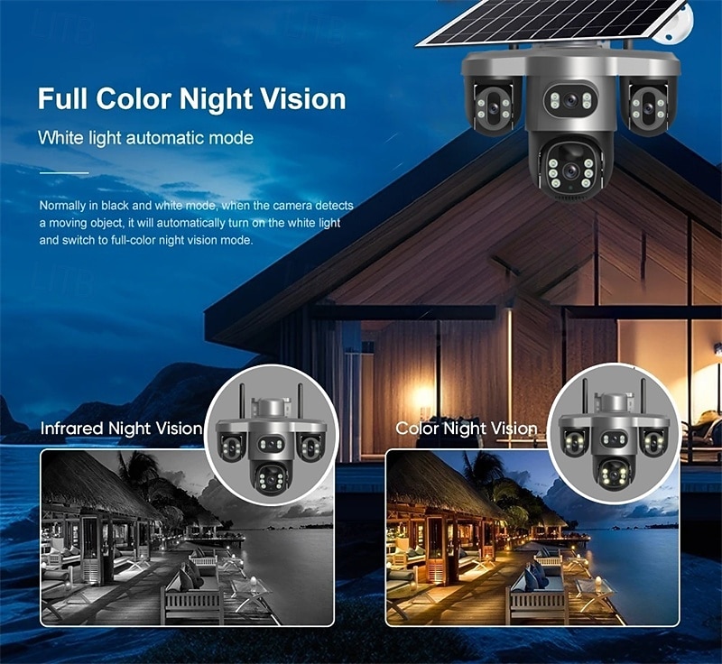 8K Solar-Powered Surveillance Camera Full HD Triple Lens Color Night Vision Human Detection Two-Way Audio IP66 Waterproof Rating 2026 - $185.99 –P7