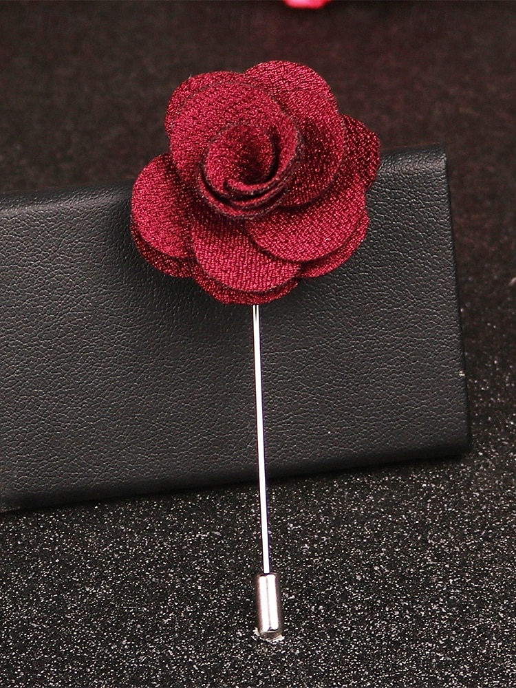 Ręcznie wykonana męska broszka z motywem róży - elegancka butonierka z tkaniny poliestrowej na śluby, dodatki do garniturów pana młodego i drużbów, bale maturalne i imprezy - stylowa broszka z motywem kwiatowym w wielu kolorach 2026 - $7.99 –P9
