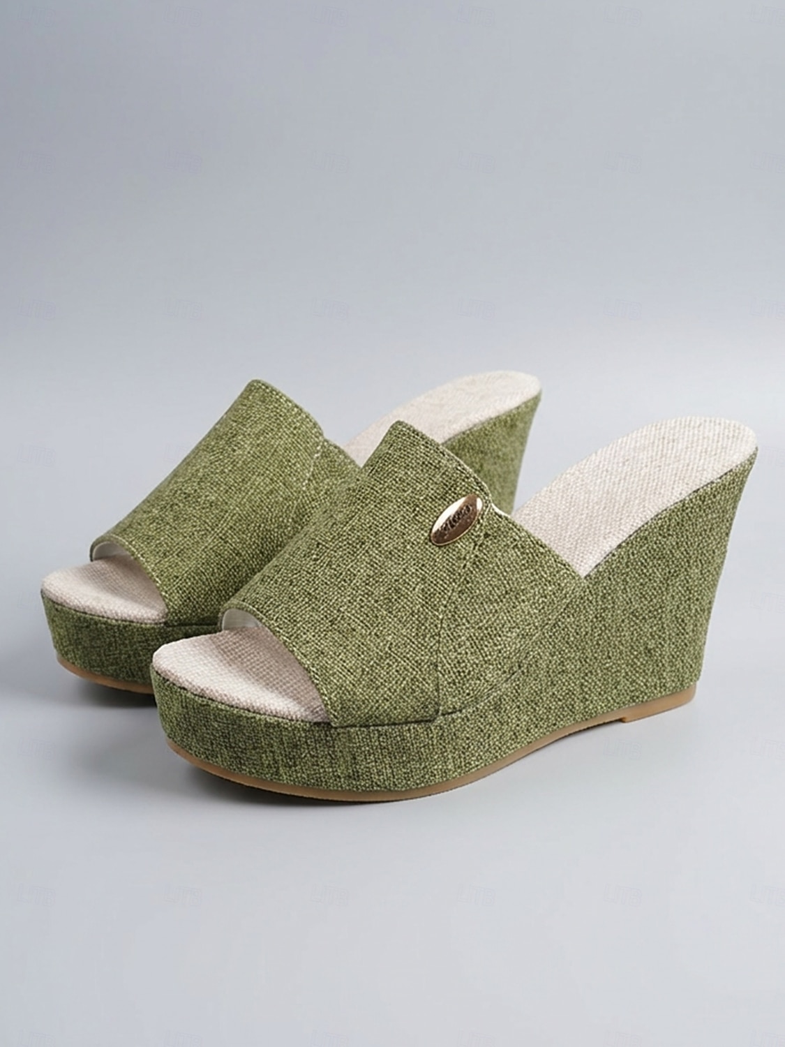 sandali con zeppa da donna in denim azzurro chiaro: eleganti sabot con plateau per resort all'aperto, vacanze estive e relax in hotel del 2026 a $29.99 –P8