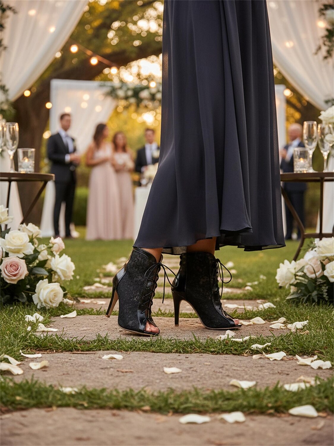 Women's White Lace Mesh Open-Toe Wedding Booties with Lace-Up Front – Elegant Garden Bride Style, High Heel Stiletto Sandals for Outdoor Weddings and Romantic Bridal Showers 2026 - $59.99 –P5