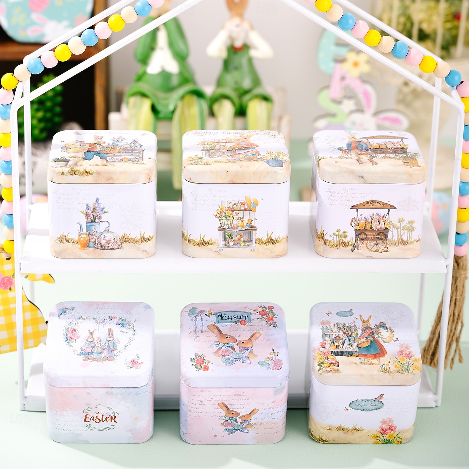 1 шт. жестяная коробка в виде пасхального кролика, металлическая подарочная коробка для конфет и печенья в виде кролика, декоративный контейнер для хранения пасхальных яиц, пустая коробка для упаковки 2026 - $9.99 –P6