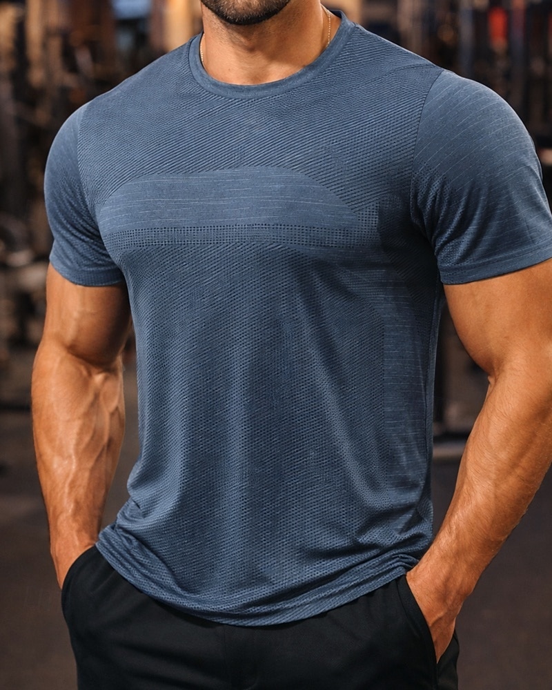 Hombre Color sólido Camiseta Running Camiseta Compresión Camisa atlética Top deportivo Verano Manga Corta Secado rápido Dispersor de humedad Transpirable Entrenamiento de gimnasio Paseo Correr Azul 2026 - $18.99 –P5