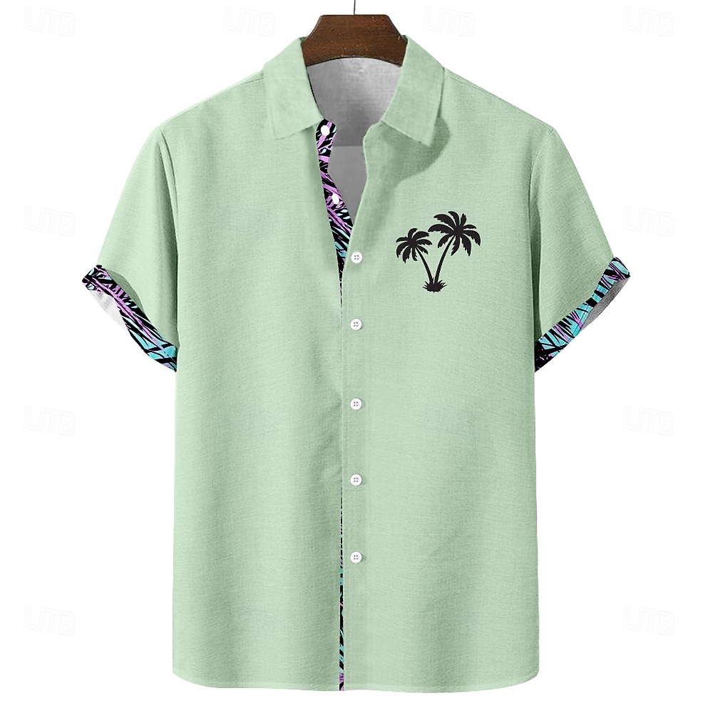 Men's Coconut Tree Tropical Plants Summer Hawaiian Shirt Button Up Shirt Aloha Shirt Short Sleeve Hawaiian Vacation Holiday Beach Wear Summer Spring Turndown 3D Print Linen Like Shirt Blue Pink Green 2026 - $25.99 –P2