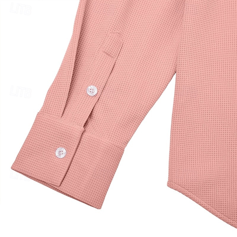 Per uomo Camicia Camicia a nido d'ape Tessuto Camicia casual Camicia con Bottoni Blu Rosa Borgogna Blu marino Manica Lunga Semplice Testurizzato Colletto a Camicia Casuale Quotidiano Tasca Frontale del 2026 a $29.99 –P10